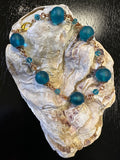 Teal Blue and copper bracelet